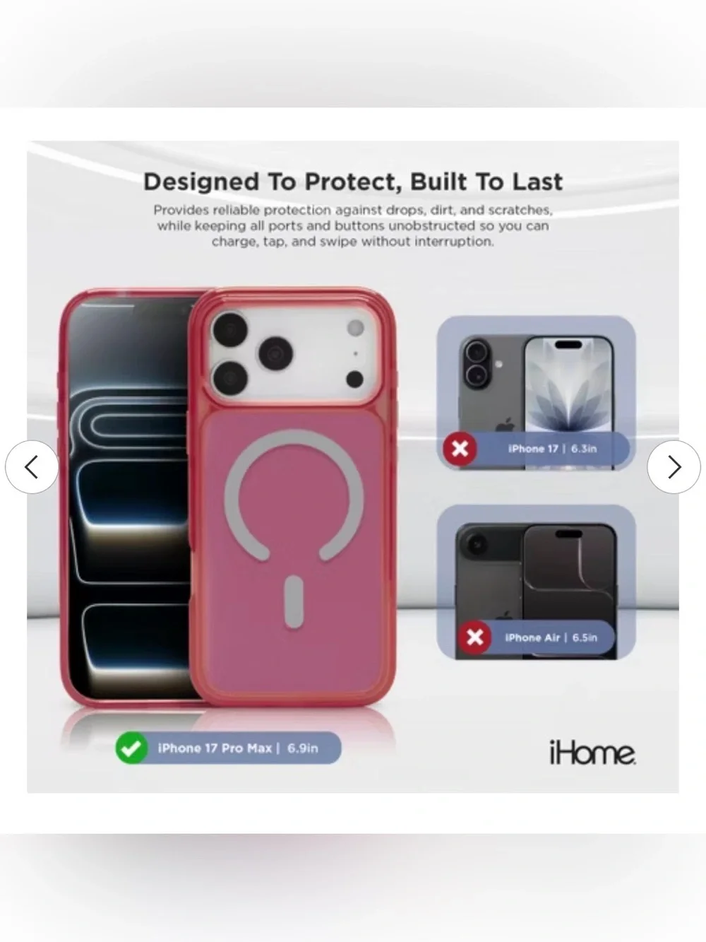 iHome Pink MagSafe-Compatible Case for iPhone 17 Air - Velo Case